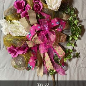 Pink and whits rose wreath